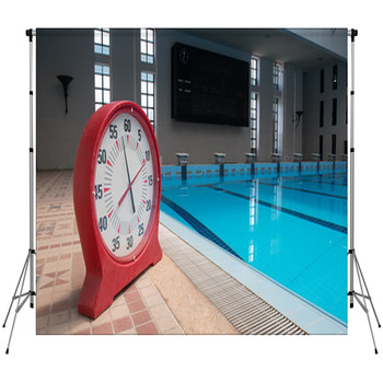 Timer Clock In A Swimming Pool Fleece Backdrop