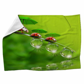 Tiny Little Ladybugs With Umbrellas Fleece Blanket