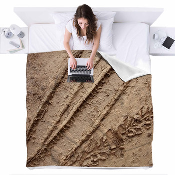 Tire Tracks In The Mud Fleece Bed Blanket
