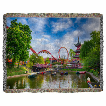 Tivoli Lake In Copenhagen Denmark Woven Throw Blanket