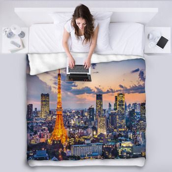 Tokyo, Japan At Tokyo Tower Fleece Blanket