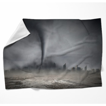 Tornado Above City Woven Throw Blanket