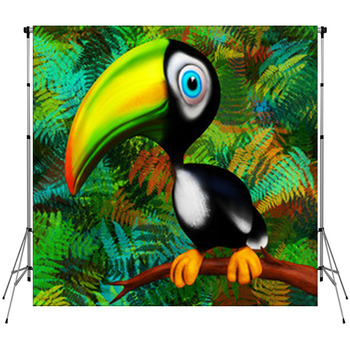 Toucan Baby Cartoon Smiling 3D Fleece Backdrop