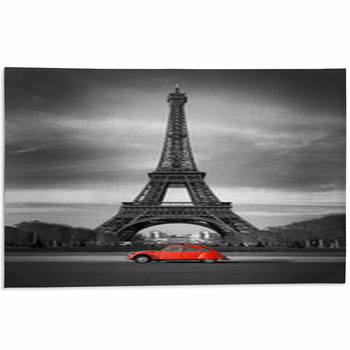 Tour Eiffel Et Voiture Rouge- Paris Area Rug