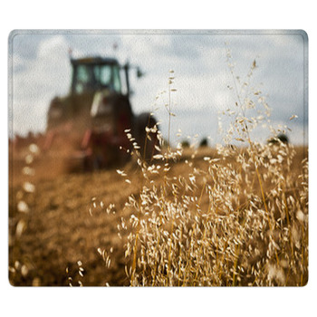 Tractor Ploughing Field Bath Mat