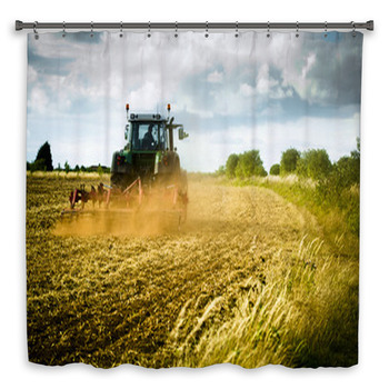Tractor Ploughs Field Custom Size Shower Curtain