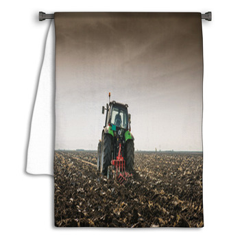 Tractor Plowing Field Towel