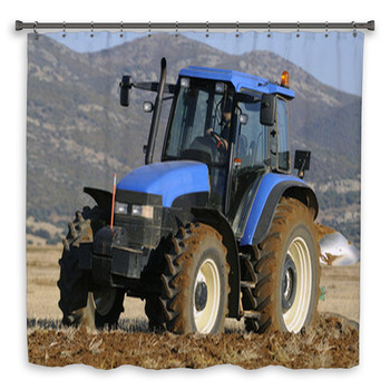 Tractor Plowing The Field On Custom Size Shower Curtain