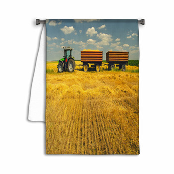 Tractor With Trailers On The Agricultural Field Towel