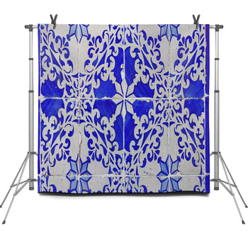 Traditional Blue Portuguese Tiles Fleece Backdrop