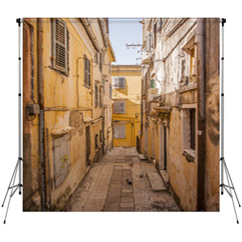 Traditional Street Greece Fleece Backdrop
