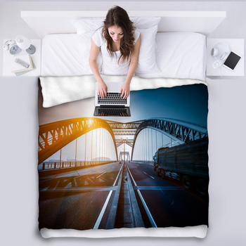 Traffic Of Bridge Fleece Blanket