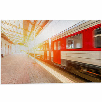 Train At Station In Vilnius Area Rug