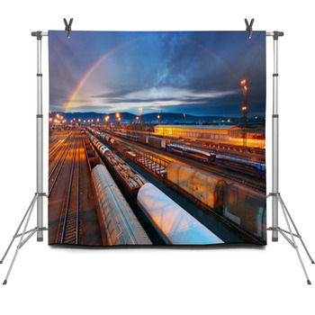 Train Freight Transportation Platform -  Fleece Backdrop