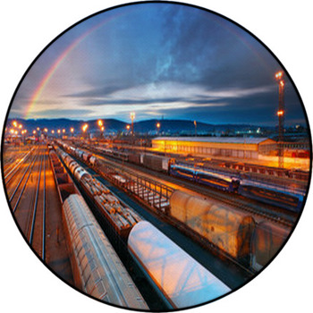 Train Freight Transportation Platform - Cargo  Round Rug