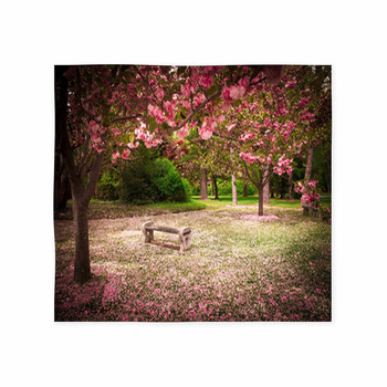 Tranquil Garden Bench Surrounded Custom Size Floor Mat