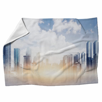 Transparent Floor With Modern Building Fleece Blanket
