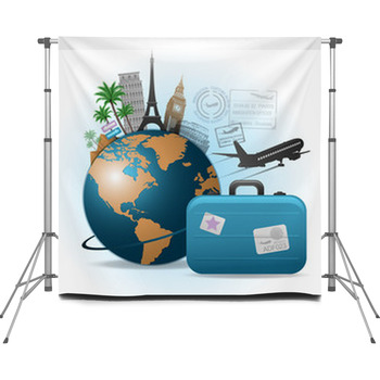 Travel Background Illustration Custom Size Backdrop