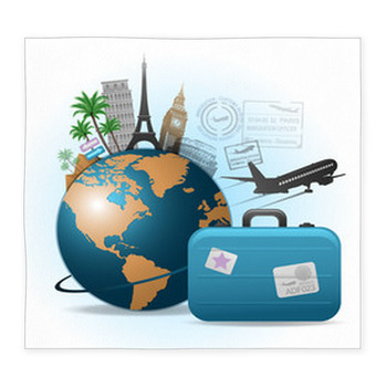 Travel Background Illustration Custom Size Floor Mat