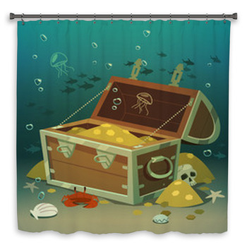 Treasure Chest At The Bottom Of The Sea Shower Curtain