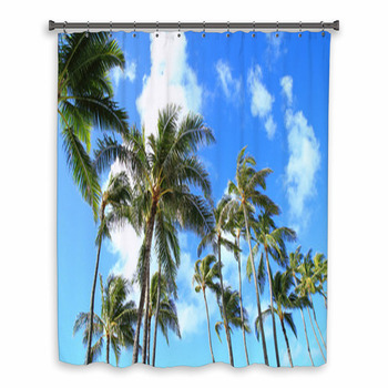 Trees and blue sky of Hawaii Custom Size Shower Curtain
