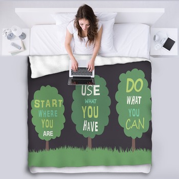 Trees With Quotes. Vector Fleece Blanket