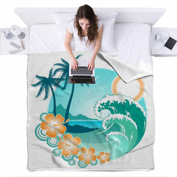 Tropical Backgrounds Fleece Bed Blanket