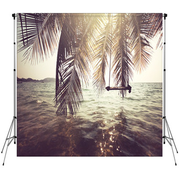 Tropical Beach Fleece Backdrop
