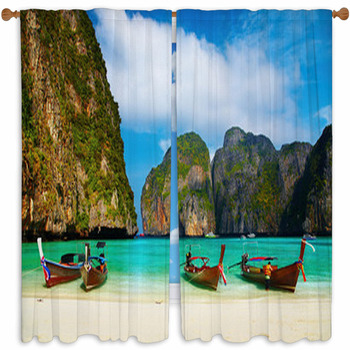 Tropical Beach, Maya Bay, Custom Size Window Curtain