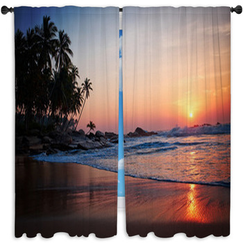 Tropical Beach Window Curtain