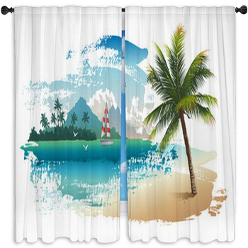 Tropical Beach Window Curtain