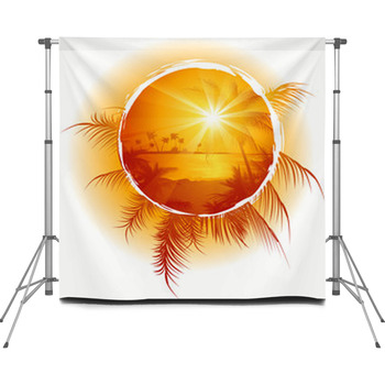 Tropical_frame_sunset_on_the_beach Custom Size Backdrop