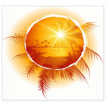 Tropical_frame_sunset_on_the_beach Custom Size Floor Mat