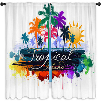 Tropical Island Summer Design Window Curtain