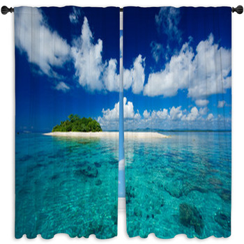 Tropical Island Vacation Paradise Window Curtain