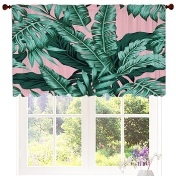 Tropical Leaves Green Seamless Pink Custom Size Valance