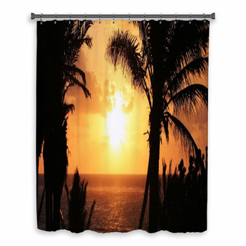 Tropical Palm Tree Sunset Custom Size Shower Curtain