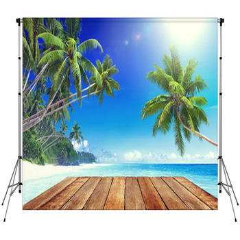 Tropical Paradise Beach Fleece Backdrop