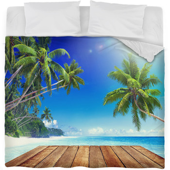 Tropical Paradise Beach Fleece Bed Blanket