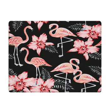 Tropical Pink Flamingo Orchid Flowers Palm Bath Mat