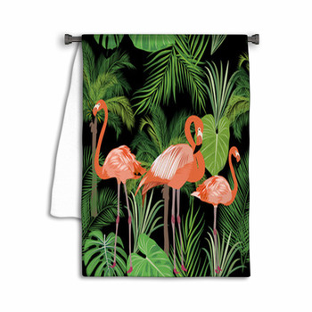 Tropical Plant Seamless Pattern Pink Flamingo And Towel