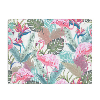 Tropical Seamless Pattern With Pink Flamingo Bath Mat
