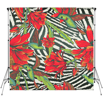 Tropical Seamless Vintage Floral Custom Size Backdrop