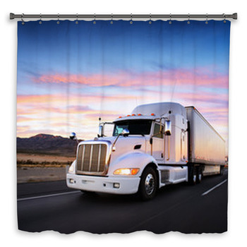 Truck And Highway At Sunset - Shower Curtain