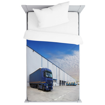 Truck At Warehouse Building Toddler Duvet
