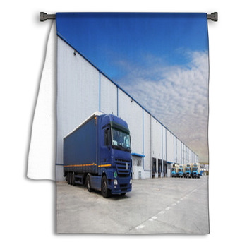 Truck At Warehouse Building Towel
