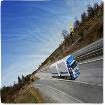 Truck Driving On Scenic Highway, Elevated Baby Blanket