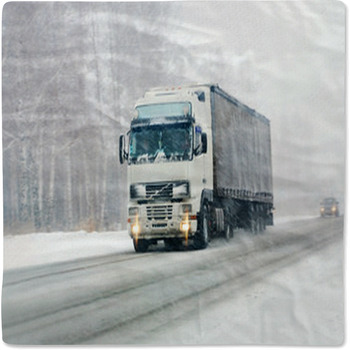 Truck Goes On Winter Road Baby Blanket