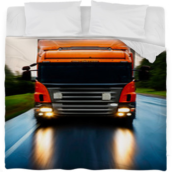 Truck On The Road Fleece Bed Blanket