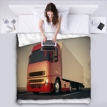 Truck On The Road. Fleece Blanket